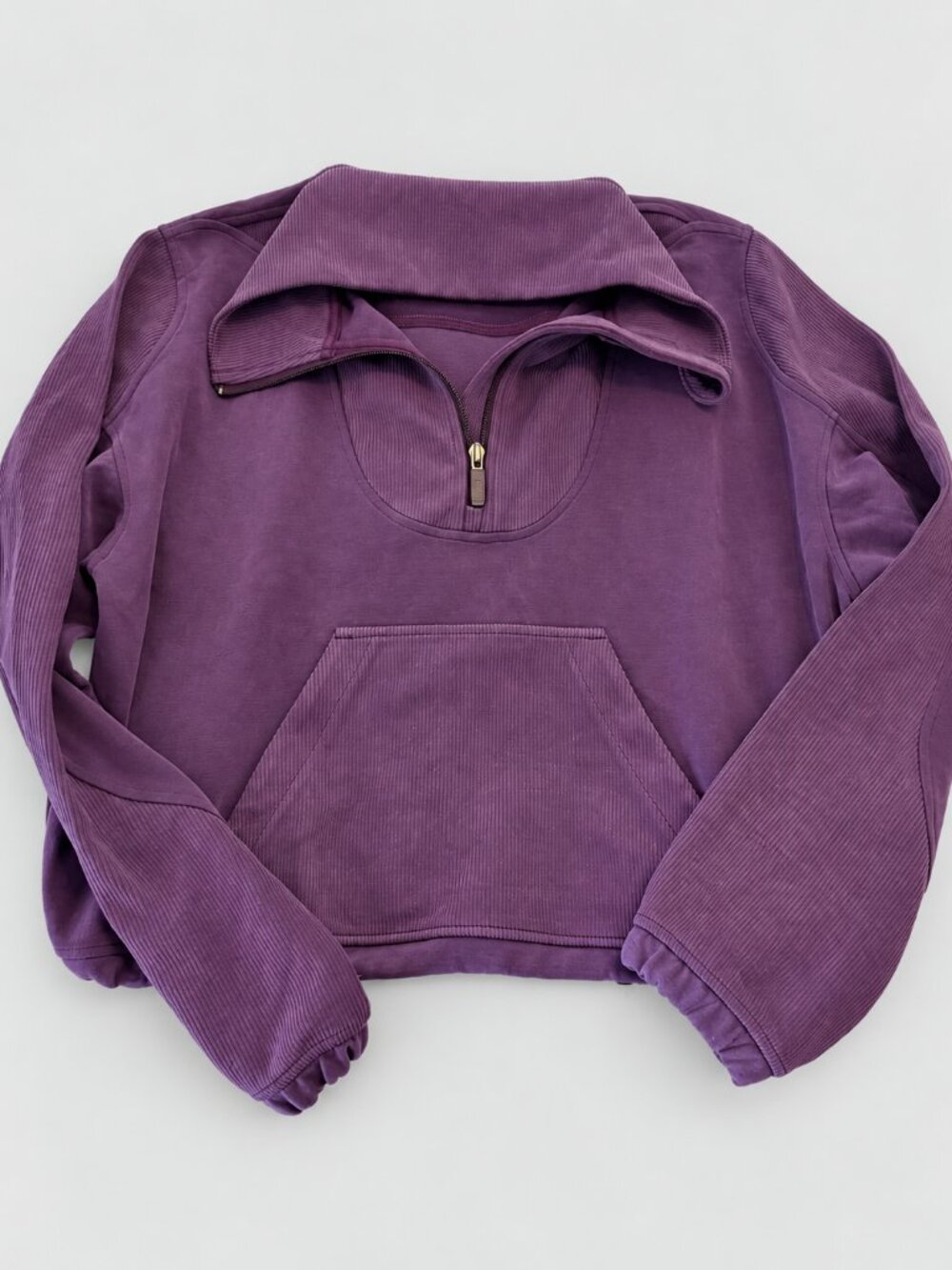 Lululemon Purple Cropped Ribbed Half Zip Pullover